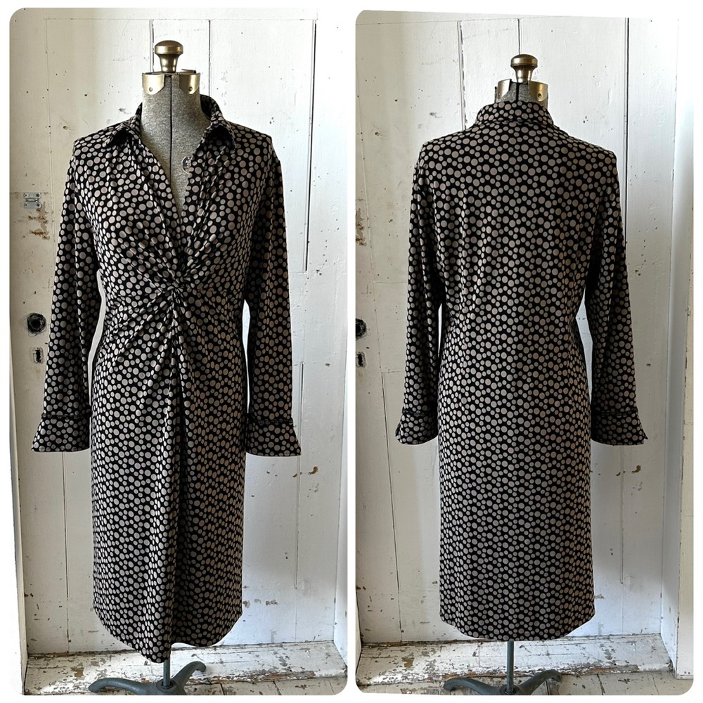 TravelSmith Polka Dot Long Sleeve French Knot Dress